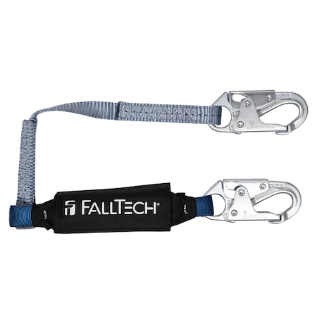 Falltech ViewPack Shock Absorbing Lanyard With 2 Snap Hooks, 310 lb Load, 6 ft L, Polyester Line, 1 Legs, S 8253